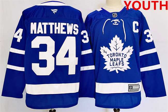 Youth Toronto Maple Leafs #34 Auston Matthews Blue 2024-25 Stitched Jersey